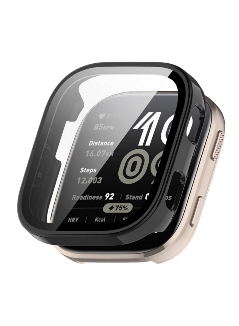 1PCS 2 in 1 Defense for Amazfit Bip 6 Case with Tempered Glass Screen Protector Hard PC Protective Bumper Cover Full-Body Shockproof Accessories for Amazfit Bip 6 black - Image 2