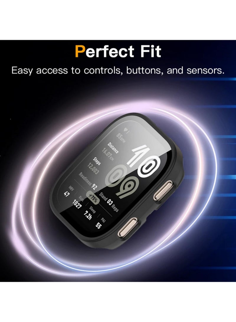 1PCS 2 in 1 Defense for Amazfit Bip 6 Case with Tempered Glass Screen Protector Hard PC Protective Bumper Cover Full-Body Shockproof Accessories for Amazfit Bip 6 black - Image 5