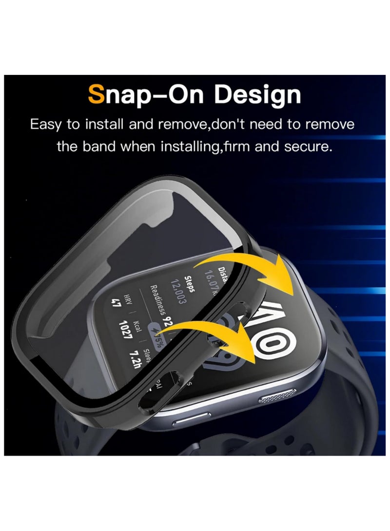 1PCS 2 in 1 Defense for Amazfit Bip 6 Case with Tempered Glass Screen Protector Hard PC Protective Bumper Cover Full-Body Shockproof Accessories for Amazfit Bip 6 black - Image 3