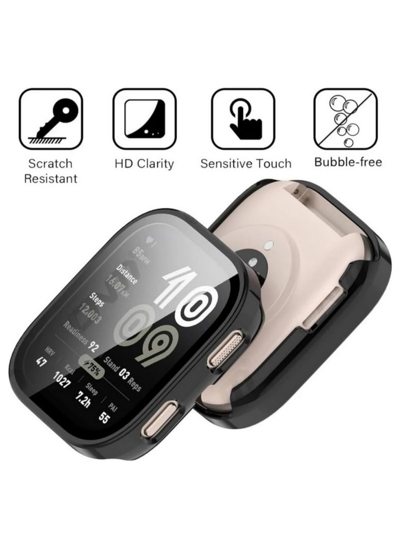 1PCS 2 in 1 Defense for Amazfit Bip 6 Case with Tempered Glass Screen Protector Hard PC Protective Bumper Cover Full-Body Shockproof Accessories for Amazfit Bip 6 black - Image 4