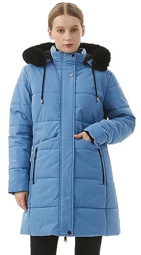 MOERDENG Women's Winter Puffer Coat Thicken Fleece Lined Down Jacket Waterproof Faux Fur Detachable Hooded Parka - Image 3