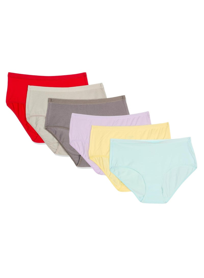 Dice Pack of 6 Classic Midi Plain Colors Cotton Panties Underwear for Women - Image 1