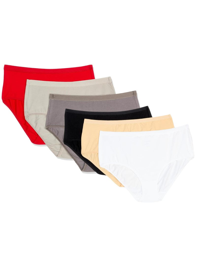 Dice Pack of 6 Classic Midi Plain Colors Cotton Panties Underwear for Women - Image 2