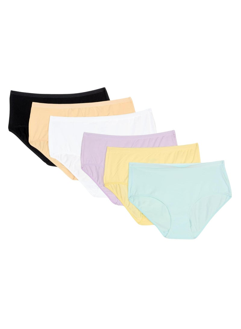 Dice Pack of 6 Classic Midi Plain Colors Cotton Panties Underwear for Women - Image 3