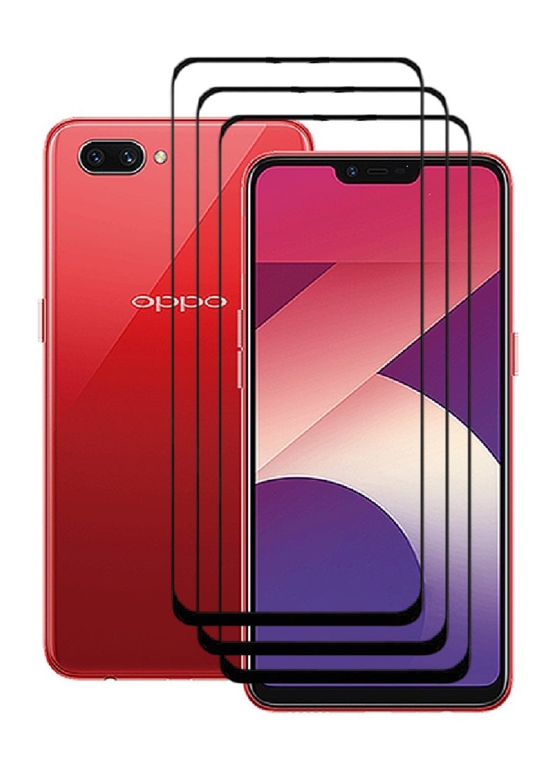 AINA 3 Pieces Tempered Glass Screen Protector 5D Designed For Oppo A3s Full Glue Edge to Edge Full Screen Coverage And Bubble Free - Image 1