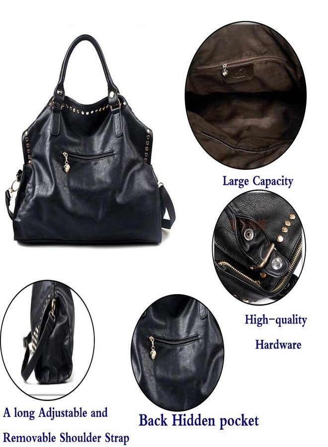 FiveloveTwo Fivelove Women Top Handle Shoulder Bag Personality Rivet Satchel Tote Middle Size Handbag Purse Bag, Rivet, One size - Image 5