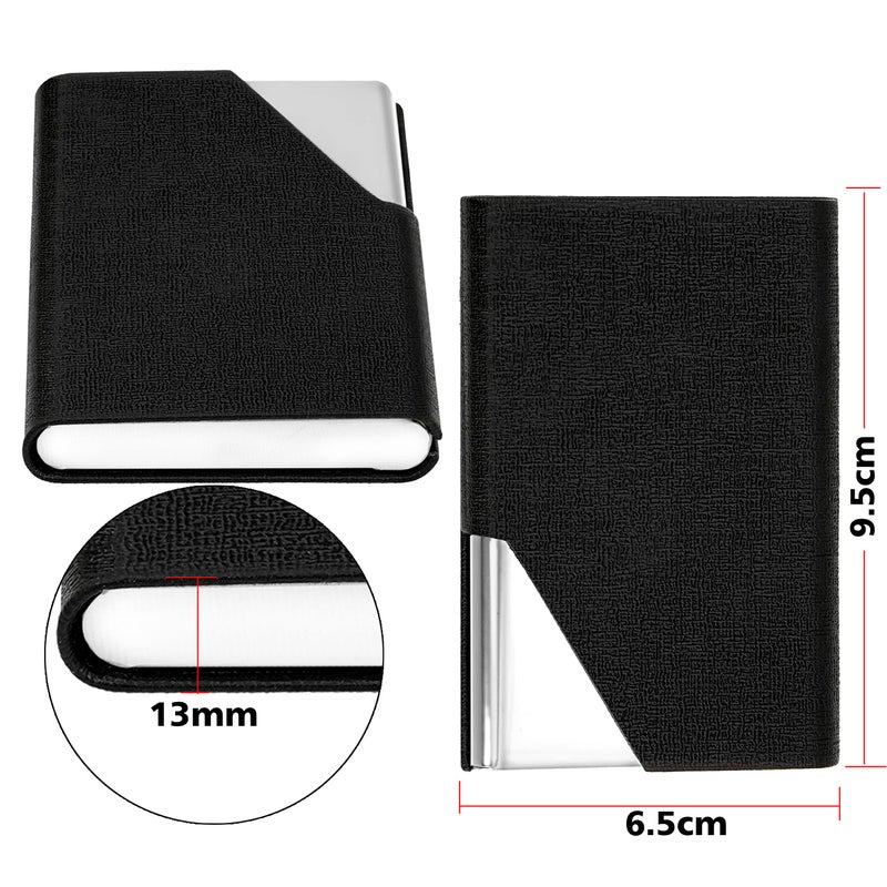 Storite PU Leather Pocket Size Stainless Steel Multi Business Visiting Card Holder Wallet Debit Credit Card Case for Men & Women, Black, 44BK Corner Cut Card Holder, Corner Cut Card Holder - Image 2