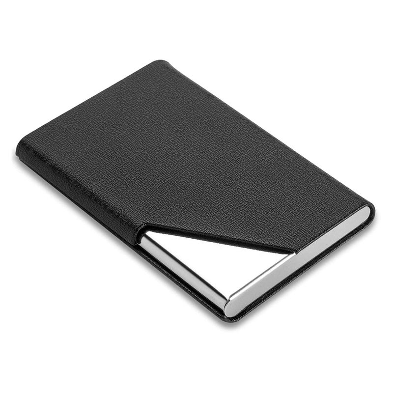 Storite PU Leather Pocket Size Stainless Steel Multi Business Visiting Card Holder Wallet Debit Credit Card Case for Men & Women, Black, 44BK Corner Cut Card Holder, Corner Cut Card Holder - Image 1