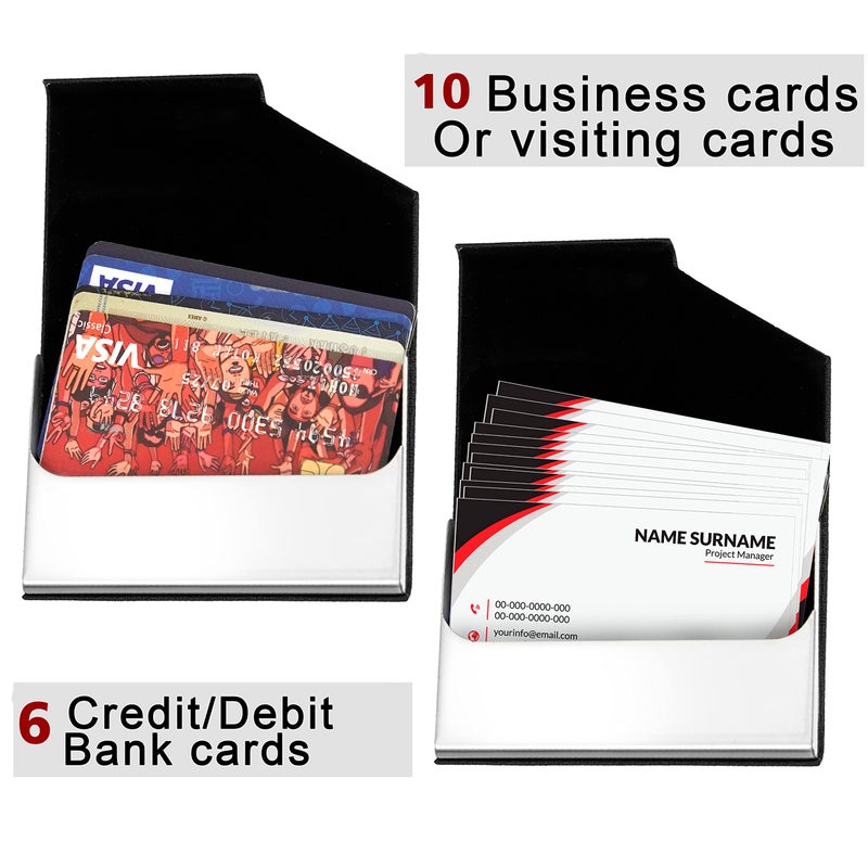 Storite PU Leather Pocket Size Stainless Steel Multi Business Visiting Card Holder Wallet Debit Credit Card Case for Men & Women, Black, 44BK Corner Cut Card Holder, Corner Cut Card Holder - Image 3