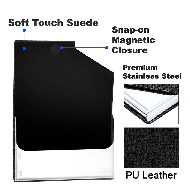 Storite PU Leather Pocket Size Stainless Steel Multi Business Visiting Card Holder Wallet Debit Credit Card Case for Men & Women, Black, 44BK Corner Cut Card Holder, Corner Cut Card Holder - Image 4