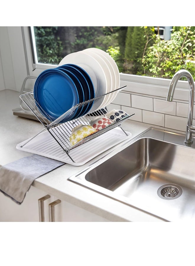 Collapsibe Plate Rack Kitchen Essentials 2-Tier Collapsible Dish Rack With Removable Drip ...