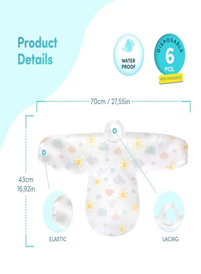 Sevi Bebe Convenient Disposable Sleeved Bibs (Pack of 6) - Perfect for BLW, Restaurants, Traveling, Vacation and On-The-Go Feeding, Mess-Free Mealtimes, Travel-Friendly, Waterproof - Image 3