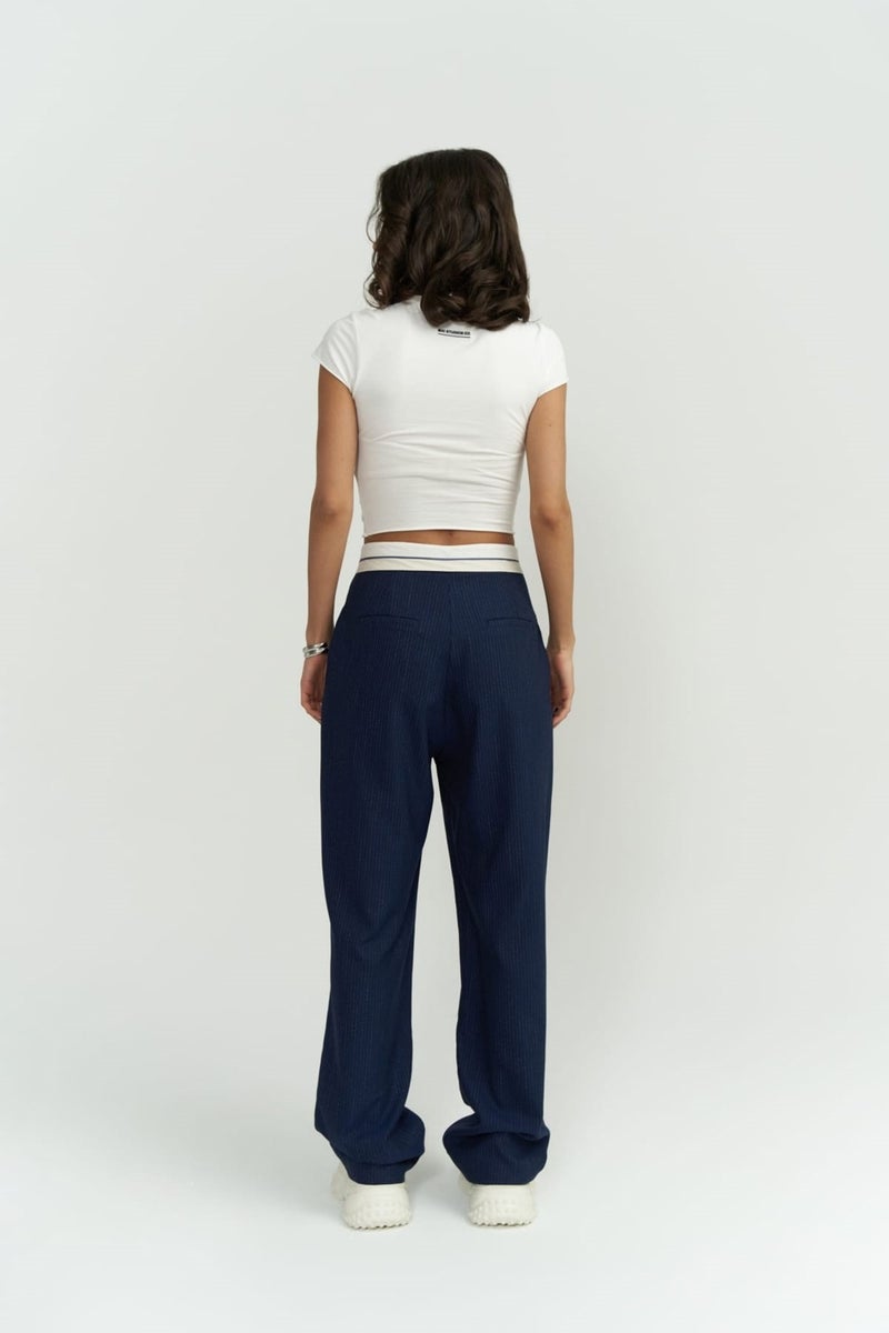 Mai Collection Zelmira Reverse Belt Indigo Trousers  - Image 5
