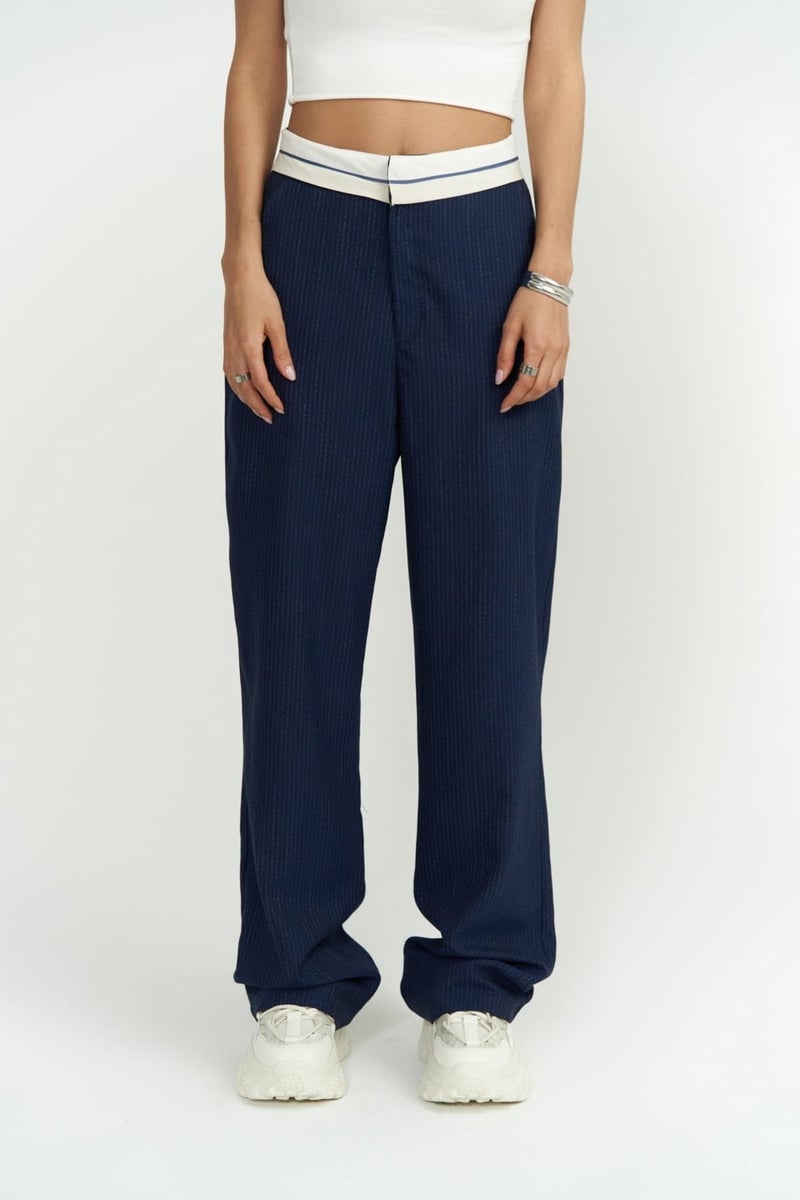 Mai Collection Zelmira Reverse Belt Indigo Trousers  - Image 4