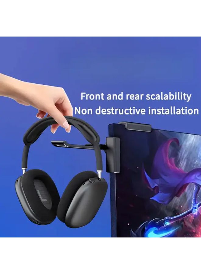 White Foldable Over Ear Headphone Stand with Hanger for Desk Organization - Image 1