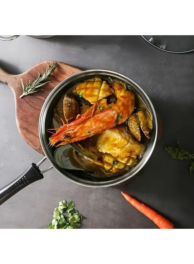 Small 7.87 Inch Stainless Steel Soup Pot With Glass Lid Induction Compatible For One Person Meals - Image 5