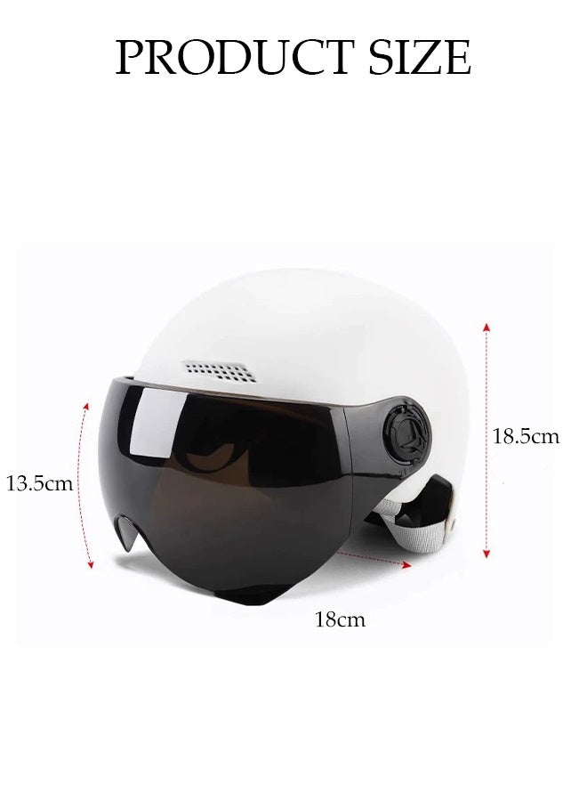 DUNISO Open Face Helmet, Breathable Motorcycle Half Helmet，Scooter Helmet With Adjustable Goggles,With Lock Buckle，Removable And Washable Lining, Adjustable Head Circumference Size，Shock And Fall Resistant, Suitable For Both Men And Women  - Image 2
