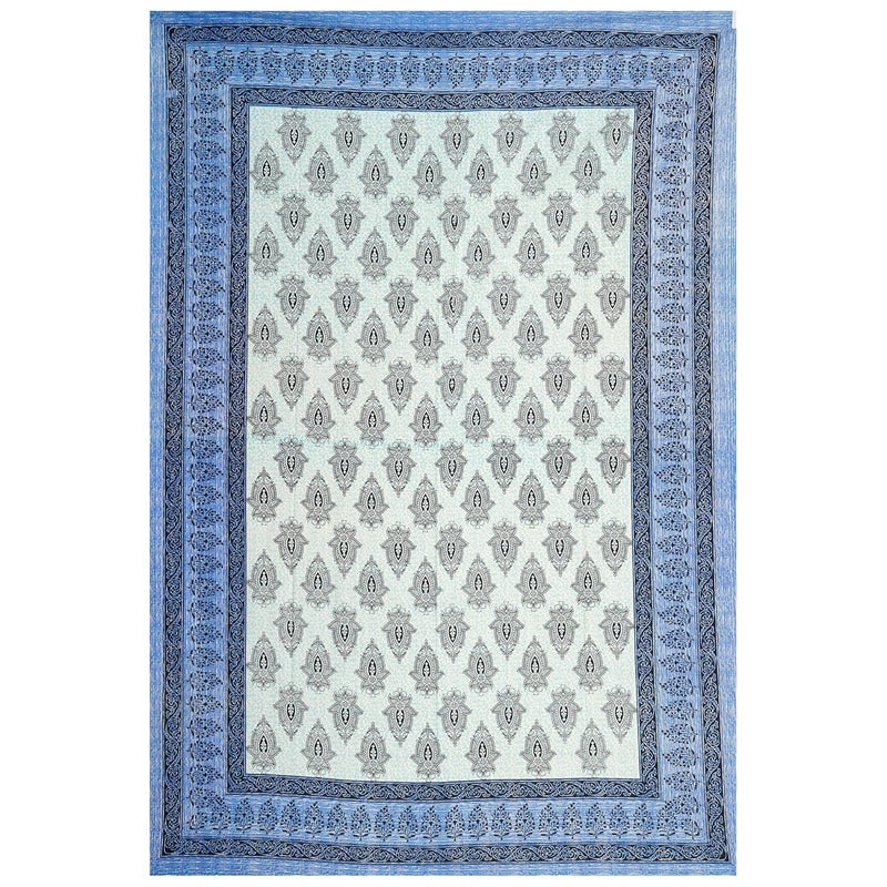 E ELMA E Elma Premium 100 Cotton Rajasthani Jaipuri Traditional Single Bedsheet with 1 Pillow Covers Blue  - Image 3
