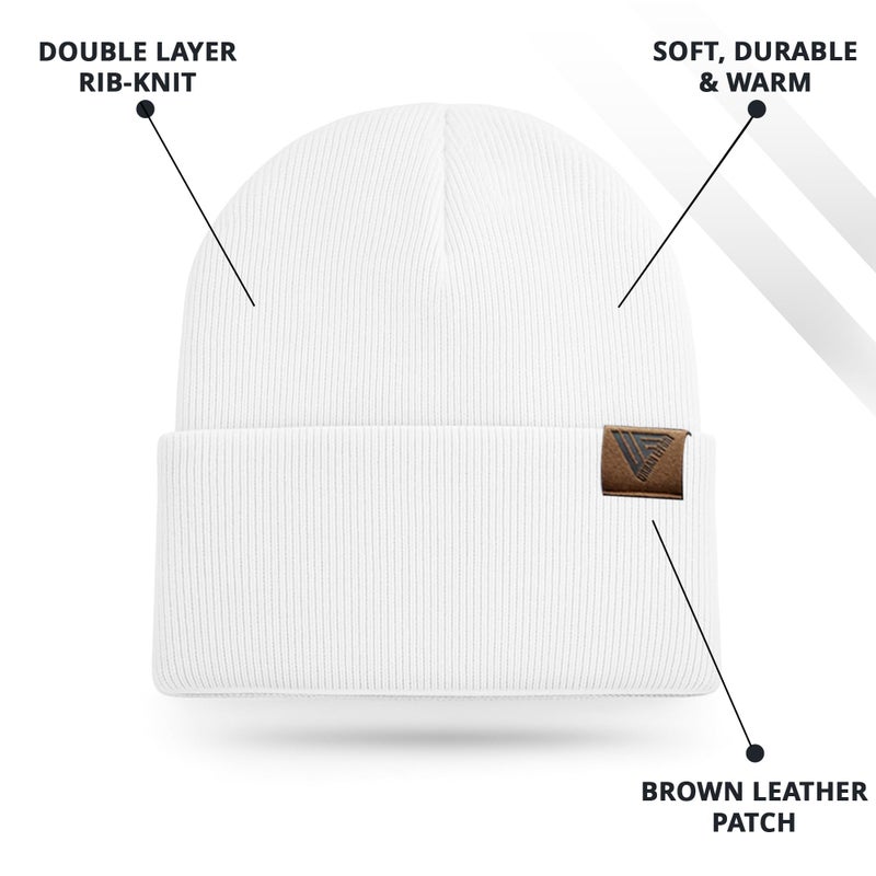 Urban Effort Unisex Knit Beanie â€“ Warm Acrylic Cuffed Winter Hat for Men & Women, Soft Stretch Fit, Classic Streetwear Style (Cream) - Image 2