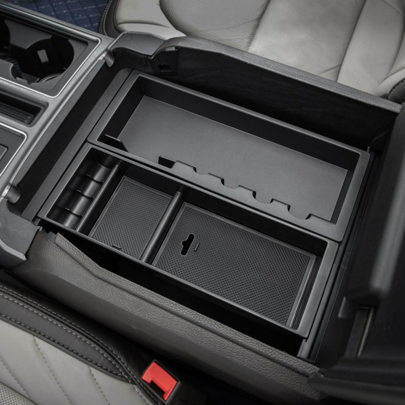 PIMCAR Center Console Organizer for Ford F150 2021 2022 2023, F150 Lightning 2022 2023 Armrest Storage Box Accessories ABS Plastic (Work Great with The Factory Tray)-One Tray - Image 1