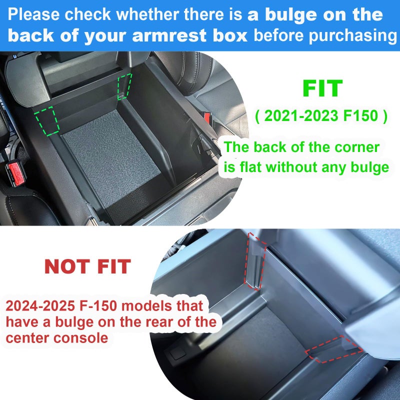 PIMCAR Center Console Organizer for Ford F150 2021 2022 2023, F150 Lightning 2022 2023 Armrest Storage Box Accessories ABS Plastic (Work Great with The Factory Tray)-One Tray - Image 2