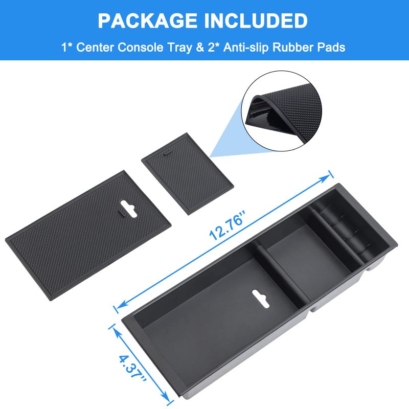 PIMCAR Center Console Organizer for Ford F150 2021 2022 2023, F150 Lightning 2022 2023 Armrest Storage Box Accessories ABS Plastic (Work Great with The Factory Tray)-One Tray - Image 5