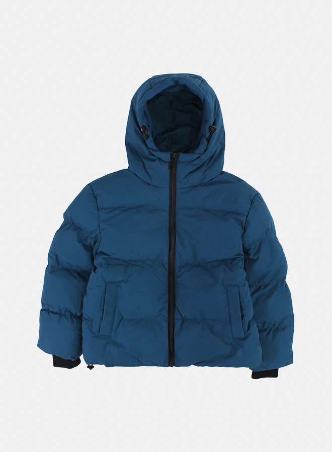 Pompelo Boys Waterproof Hooded Jacket – Petroleum Blue - Image 1