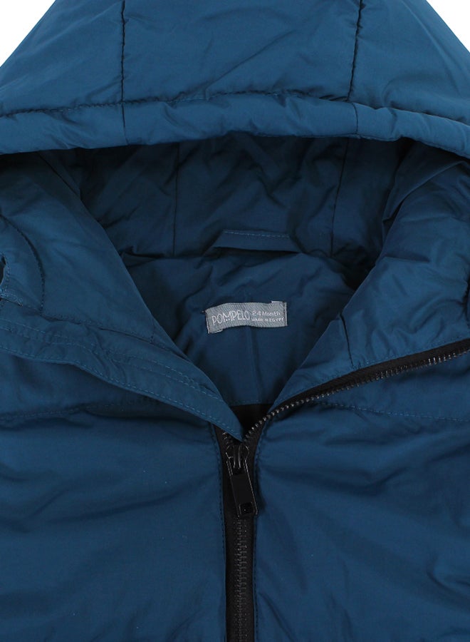 Pompelo Boys Waterproof Hooded Jacket – Petroleum Blue - Image 3