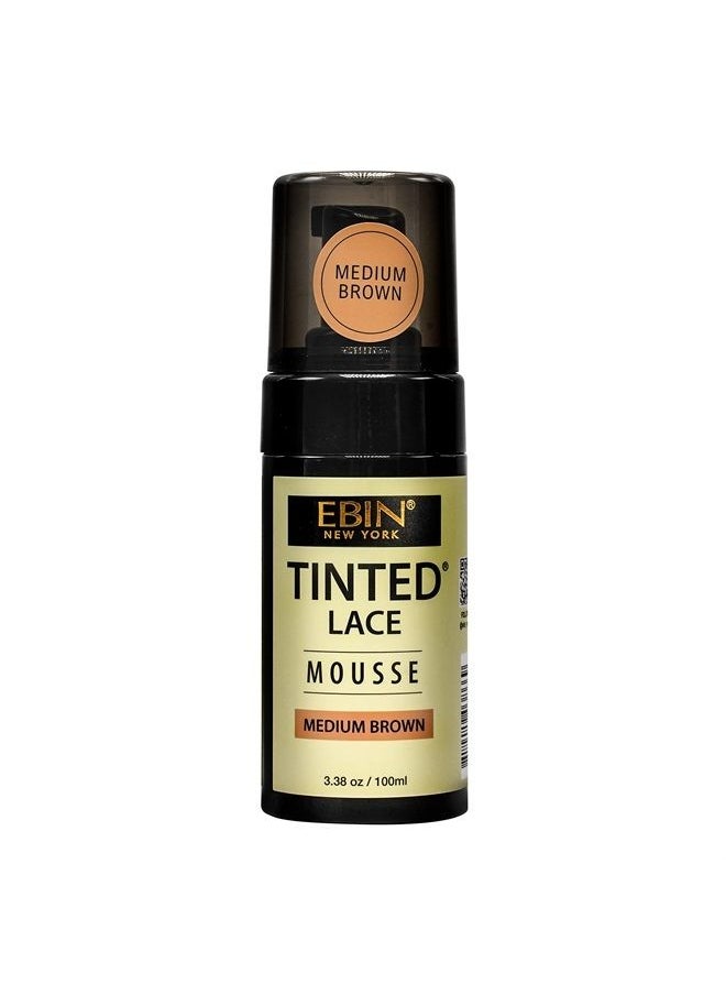 EBIN NEW YORK TINTED LACE MOUSSE - Medium Brown, 3.38oz/ 100ml | Lightweight Foam with Highly Pigmented, Perfect Matching with Flawless Finish  - Image 1