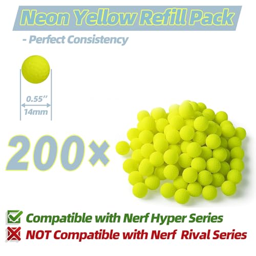YTSWELE 200 Rounds Refill Balls Ammo for Nerf Hyper Blaster Series Stock Up Hyper Games - Image 2