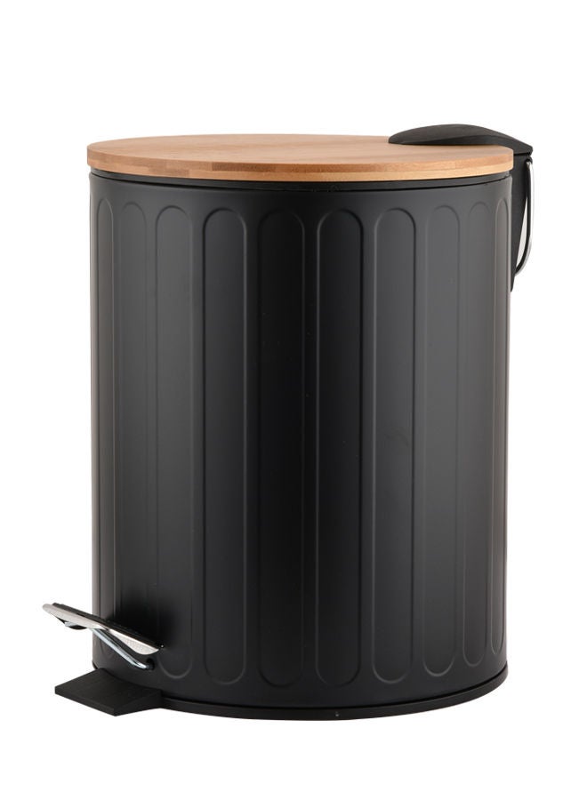 Trash Can With Bamboo Lid 5L Black/Brown