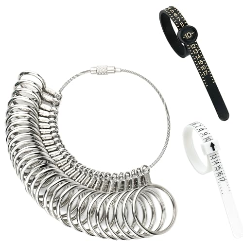 Gmleey Ring Sizer Measuring Tool 3in1 Set Ring Sizing Kit Ring Sizers for Measuring 013 with Half Sizes 27Piece 2 Pcs Ring Measurer US Sizer 117 with Magnifier for Women Men - Image 1