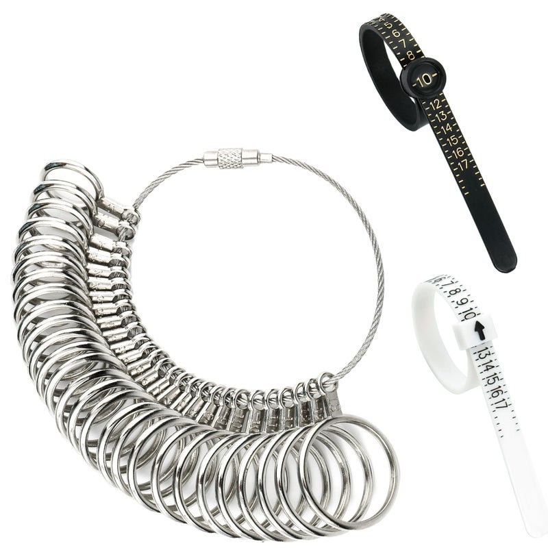 Gmleey Ring Sizer Measuring Tool 3in1 Set Ring Sizing Kit Ring Sizers for Measuring 013 with Half Sizes 27Piece 2 Pcs Ring Measurer US Sizer 117 with Magnifier for Women Men - Image 3