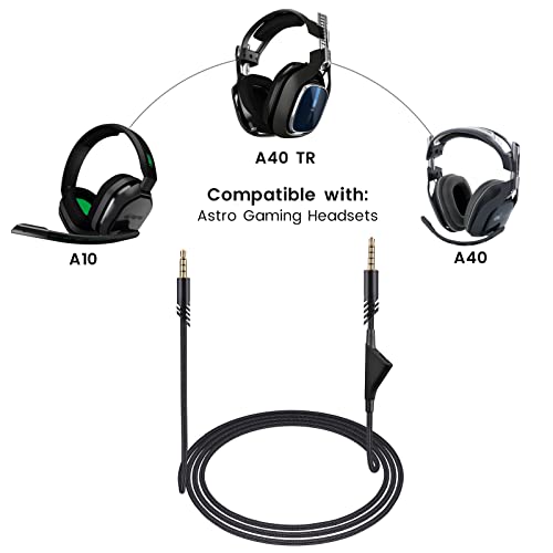 weishan A40 Cord Replacement for Astro A10 A40 TR Gaming Headsets, 3.5mm(1/8") Braided Detachable Audio Cable with Inline Volume Control, 6ft Long - Image 2