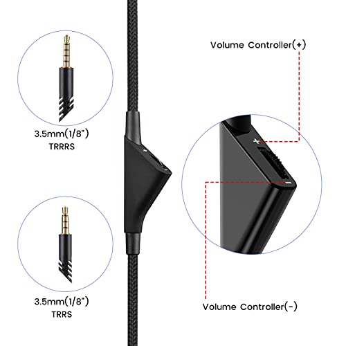 weishan A40 Cord Replacement for Astro A10 A40 TR Gaming Headsets, 3.5mm(1/8") Braided Detachable Audio Cable with Inline Volume Control, 6ft Long - Image 5