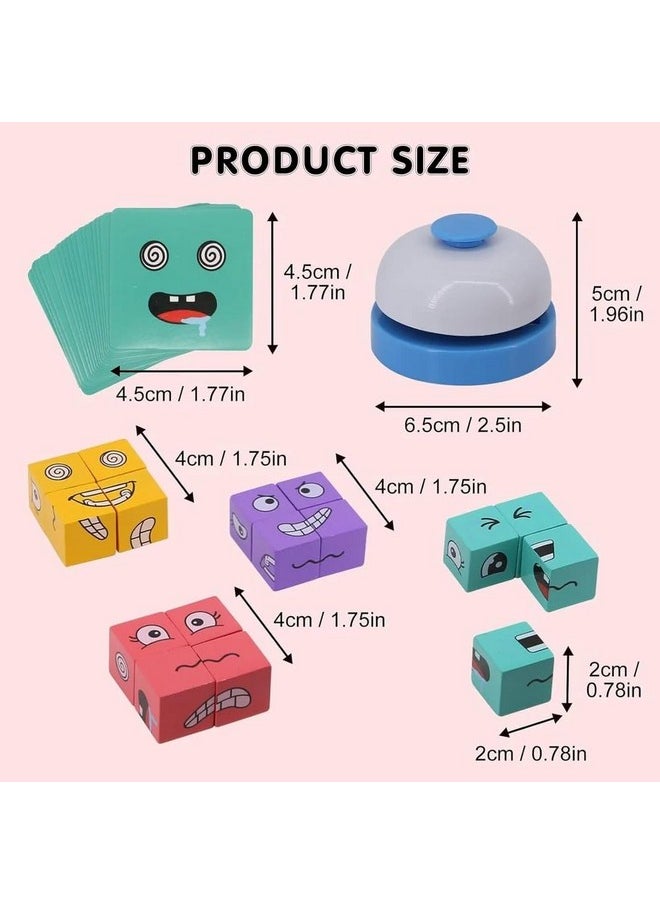 Toyshine Toyshine Expression Matching 16 Pc Wooden Block Puzzles Face-Changing Cube Building Blocks with 72 Pieces of challenging face Cards Brainteaser Smart Games Parent Child Interactive Toys Gifts  - Image 3