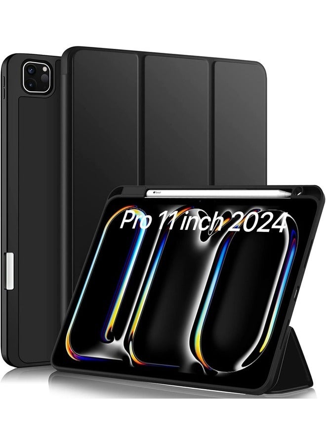 ELTRAZONE Black Tri-Fold PU Leather Case for iPad Pro 11-inch (M4) 2024 – Smart Tablet Cover with Adjustable Stand - Image 1