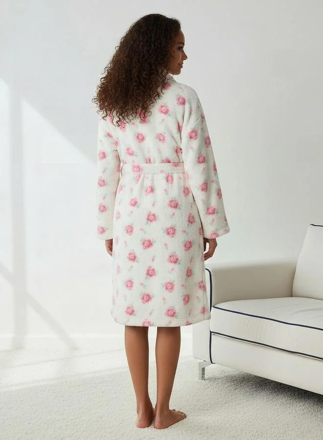 Splash FAV  Floral Print Robe with Belt for Women | Best Price UAE