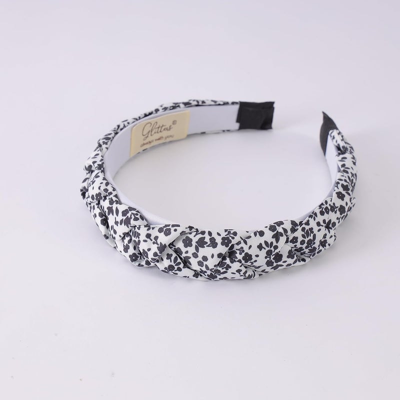GLITTERS® Trendy and Stylish Monochrom Floral Twist Headband for Kids and Girls - Image 1