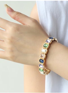 HaveDream High Quality And Exquisite Women's Alloy Bracelet, Colored Glass Diamond Temperament Bracelet - Blue And Green  - Image 2