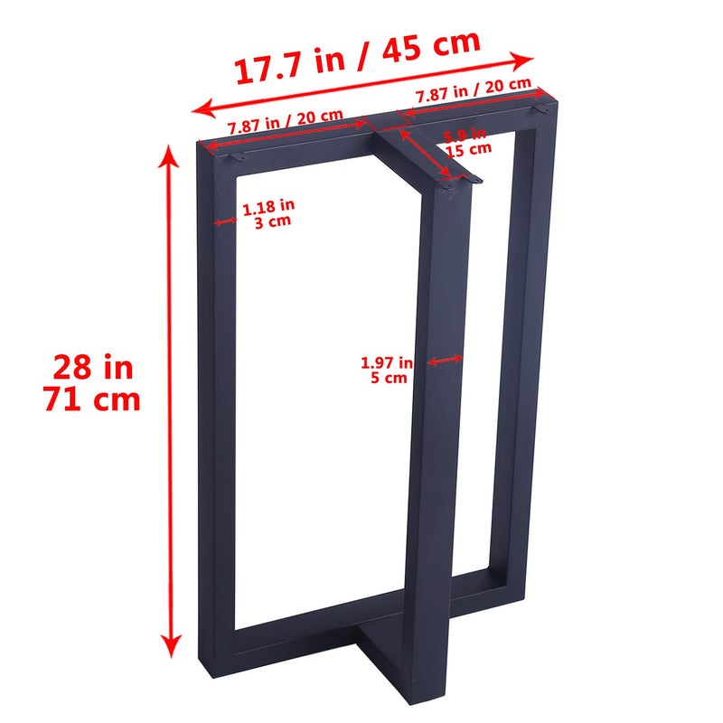 Womio 2Pcs Metal Furniture Legs Rustic Decory T Shape Table LegsDesk LegsHeavy Duty Dining Table LegsIndustrial ModernBlackH28 x L175 inchs - Image 3