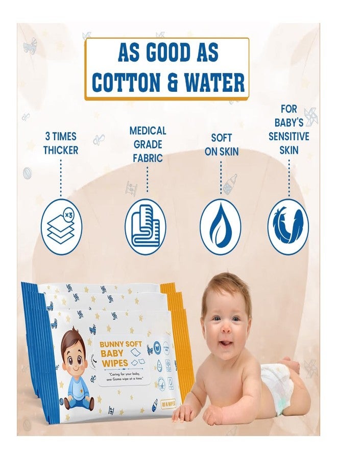 WROXTY Soft Cleansing Baby Wipes with Lid | Extra Thick & Moist Wet Wipes for Baby's Natural Baby Wet Wipes | 80 Wipes (Pack Of 3) - Image 2