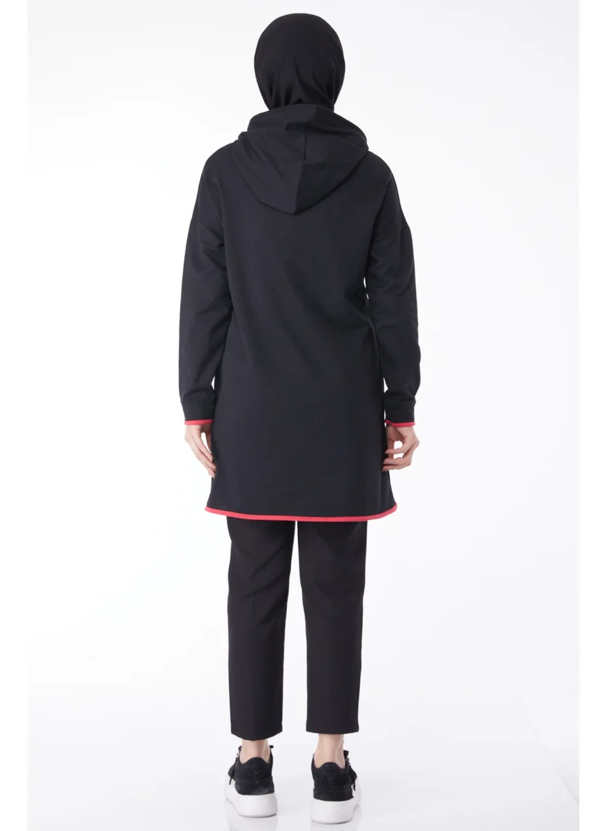 Tofisa 13130-BLACK Front Printed Sweatshirt