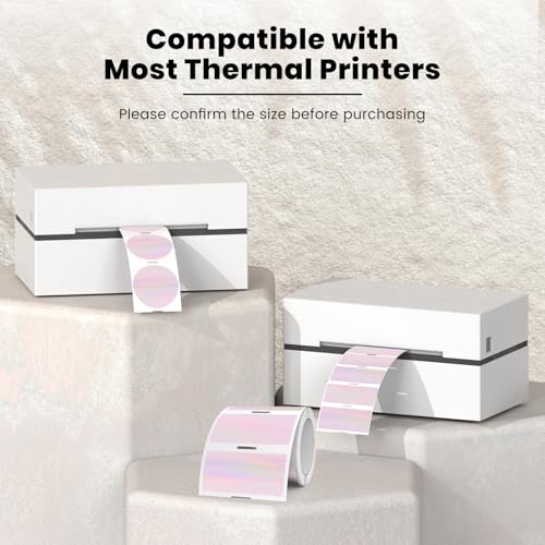 FINDAT 2X1 Inch Thermal Labels Holographic Rectangle Vinyl Stickers Self-Adhesive Waterproof Square Direct Thermal Printer Label for Gift DIY Logo Design 300 PCS - Image 3