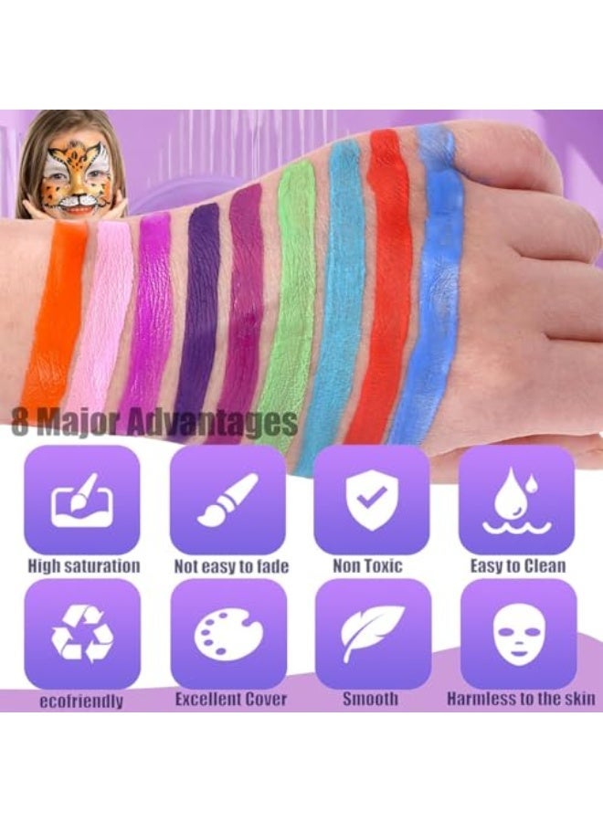 42 Color Face Painting Kit for Party-Non Toxic Water Activated Face Paint Palette With Stencils With Stencils u0026 Brushes-Professional Body Makeup Kit for Parties, Birthdays - Image 3