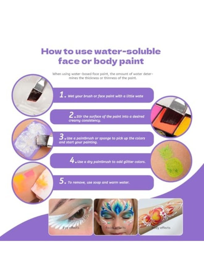 42 Color Face Painting Kit for Party-Non Toxic Water Activated Face Paint Palette With Stencils With Stencils u0026 Brushes-Professional Body Makeup Kit for Parties, Birthdays - Image 5