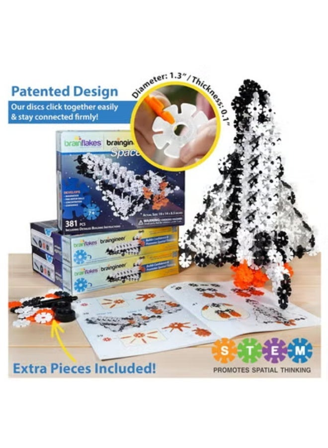 Brain Flakes VIAHART Brain Flakes Space Shuttle Building Set with Detailed Step by Step Instructions Booklet - 381 Pieces - Wheels and Axles Included - Construct a 19 Inch Large Space Ship - Ages 7+ Years Old - Image 4