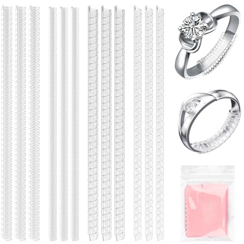wegoup Ring Sizer for Loose Rings, 12 Pack 4 Sizes, Invisible Clear Silicone, Non-Slip Adjustable Ring Sizers, Ring Resizer and Tightener Guards, for Women and Men, Make Rings Smaller Without Resizing - Image 1