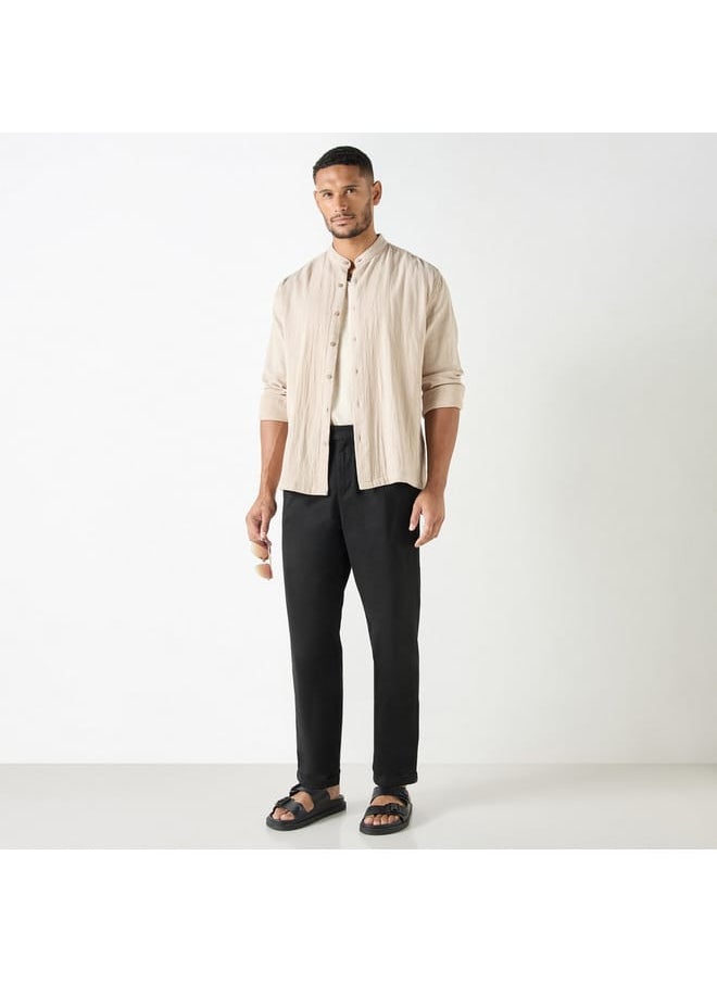 Iconic Iconic Solid Regular Fit Trousers with Pockets  - Image 2