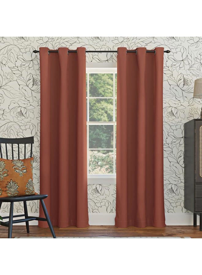 Sun Zero Easton Energy Saving Blackout Grommet Curtain Panel, 40" x 95", Terracotta Orange - Image 1